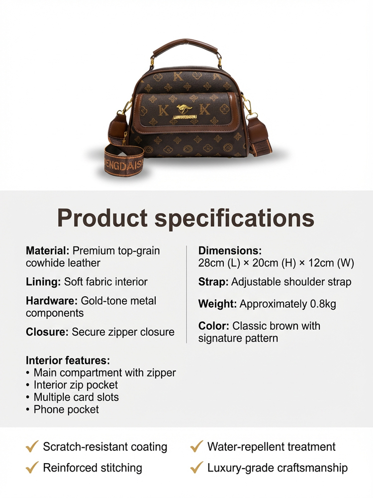 ✨ 【Milan Chic】Get the Paris Fashion A-List Look! ⭐ Premium Cowhide Vintage Messenger Bag — Yours for the price ofa meal!