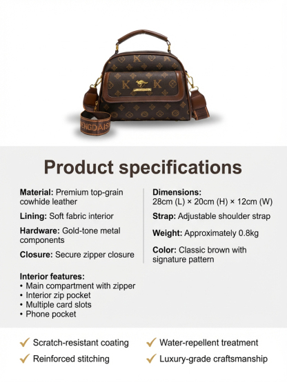 ✨ 【Milan Chic】Get the Paris Fashion A-List Look! ⭐ Premium Cowhide Vintage Messenger Bag — Yours for the price ofa meal!