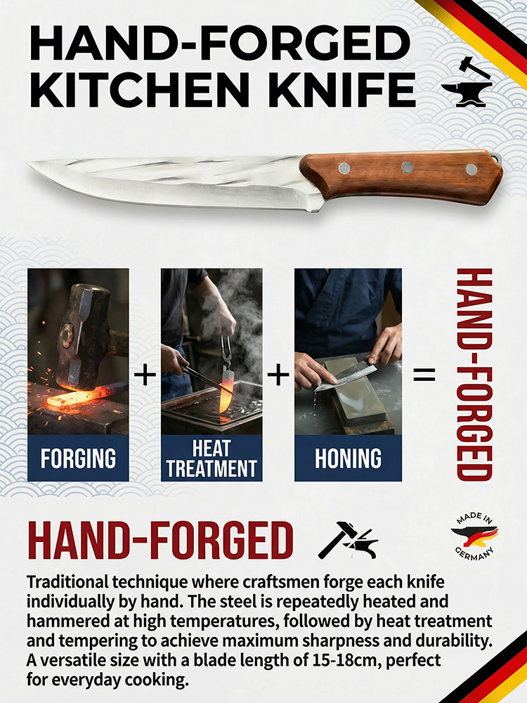 【🌟 For the price of a few burgers 🍔, get this German-Engineered 60HRC Chef Knife: Slices through bone with ZERO resistance 👍—50-Year Rust-Free Guarantee! 👍】