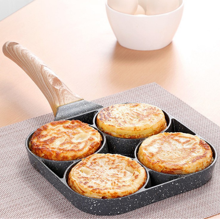 4 hole non-stick egg frying pan omelet burger cake breakfast making medical stone pan pot for family household