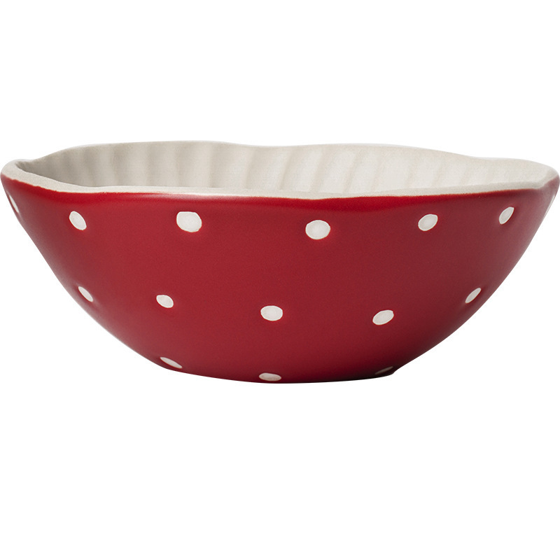 Ceramiczny czerwony grzybowy kubek na przekąski