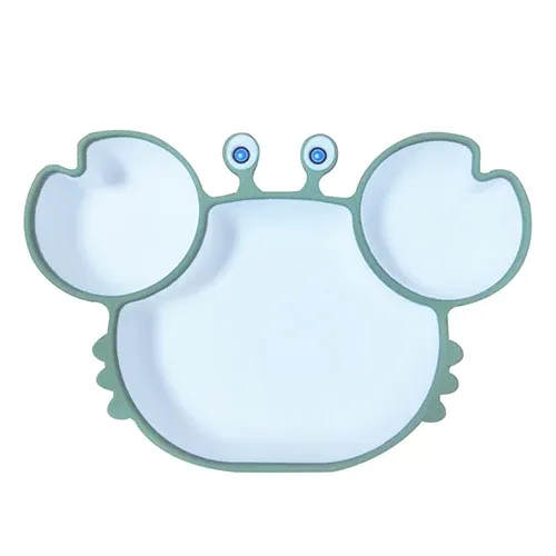 Sub-grid Silicone Sucker Tableware For Baby Cartoon Crab Anti-fall Dinner Plate Infant Kids Supplementary Food Bowl Soft Dishes