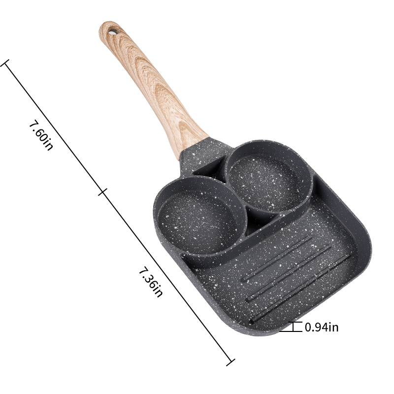 Egg hamburger frying pan 4hole egg pan non-stick coating omelette pan medical stone compatible with gas stoves induction cooktop