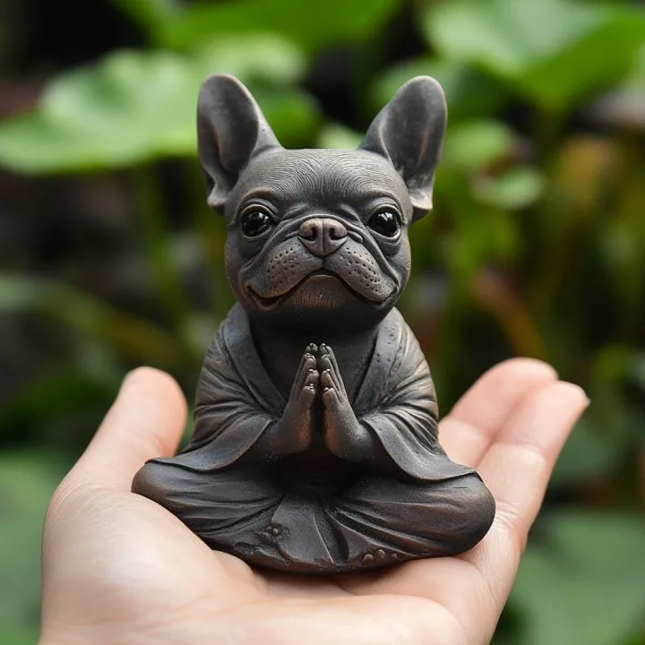 Funny Meditating French bulldog Statue