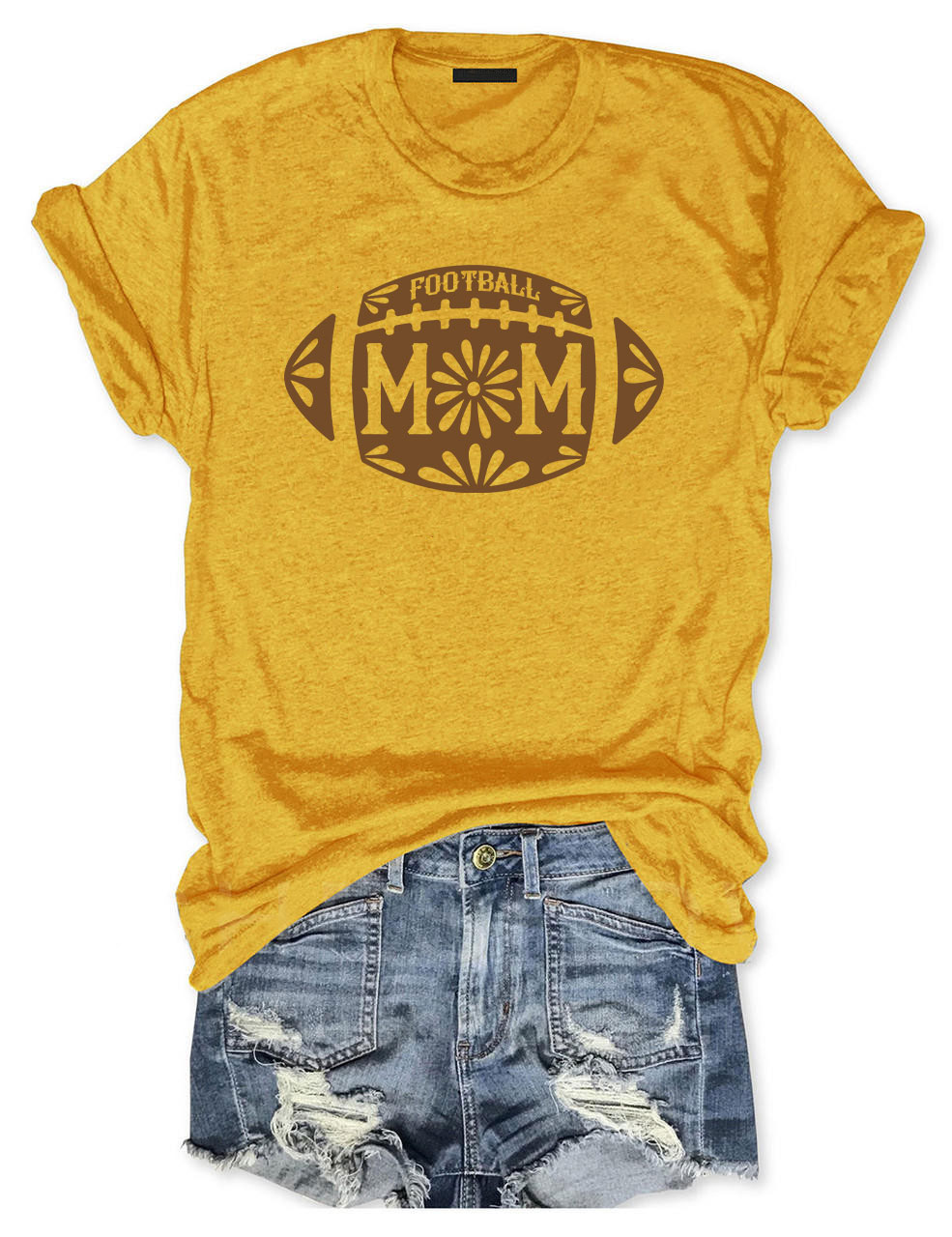 Floral Football Mom T-shirt