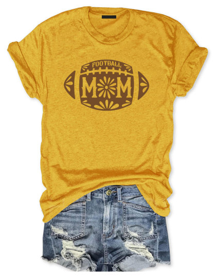 Floral Football Mom T-shirt