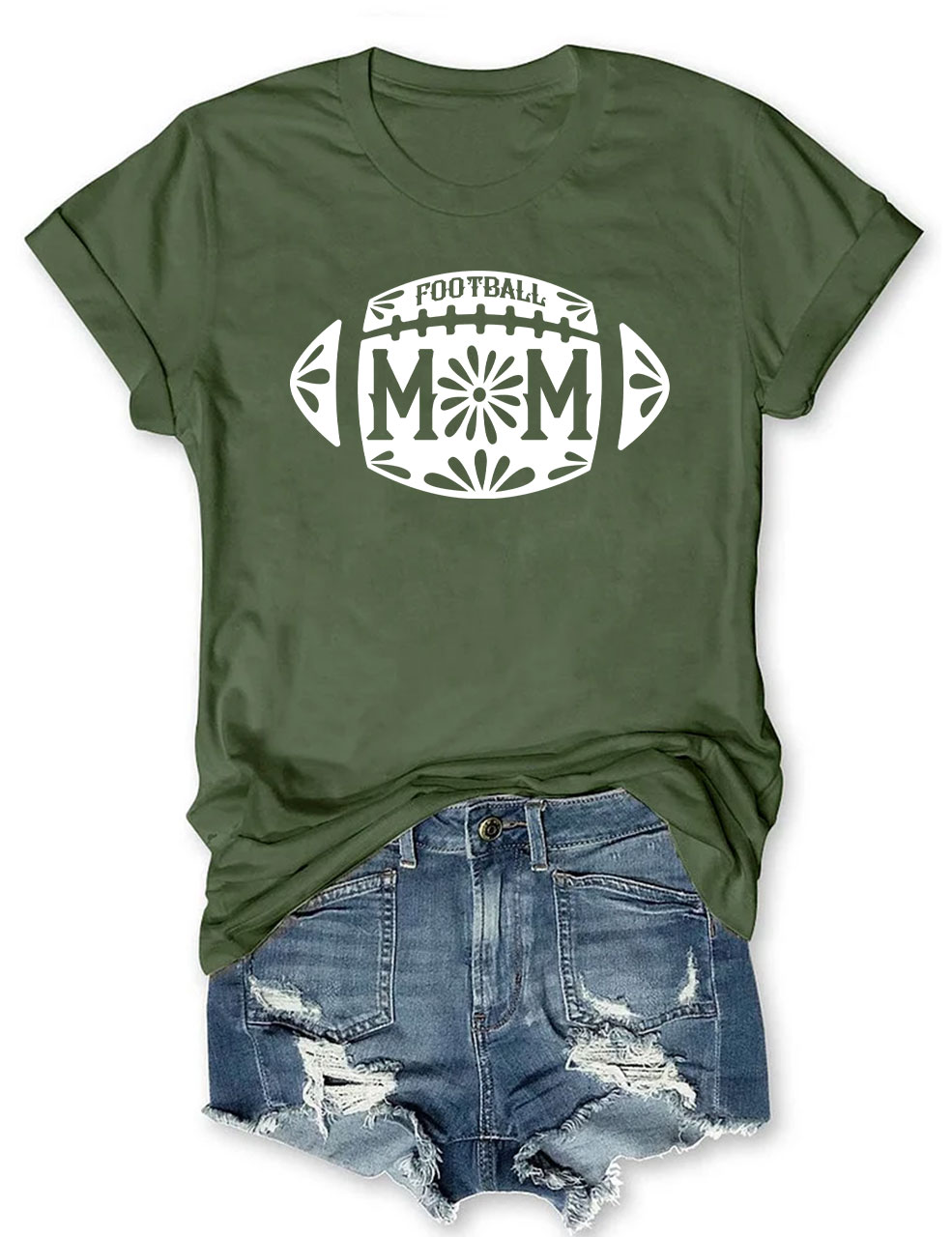 Floral Football Mom T-shirt