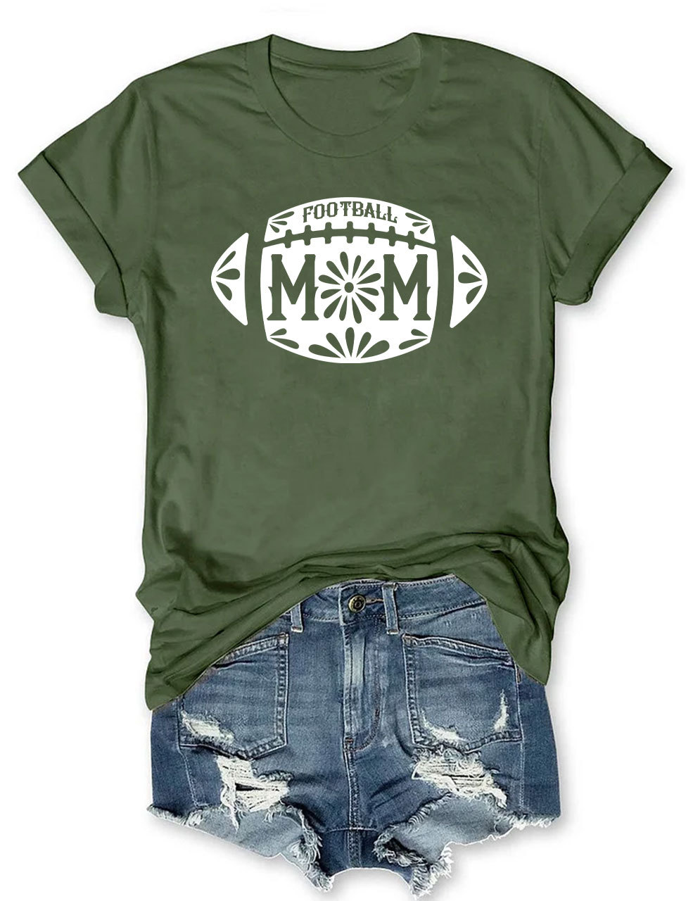 Floral Football Mom T-shirt
