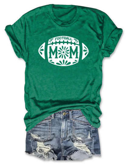 Floral Football Mom T-shirt