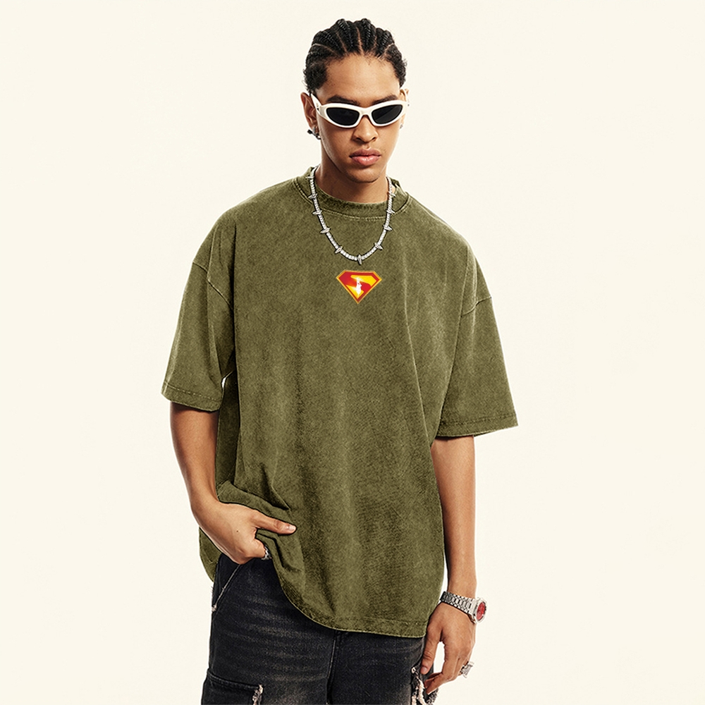 Premium Heavyweight Superman Movie IP Graphic Men's Vintage T-Shirt