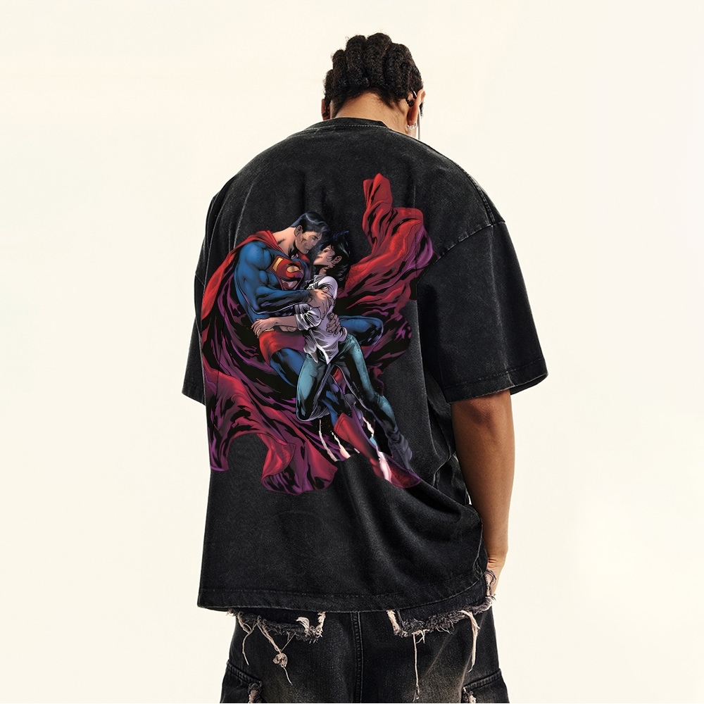 Premium Heavyweight Superman Movie IP Graphic Men's Vintage T-Shirt