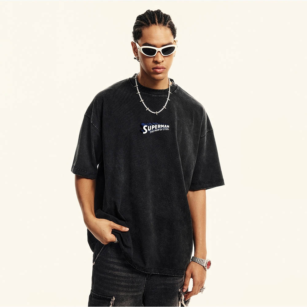 Premium Heavyweight Superman Movie IP Pattern Men's Casual T-shirt