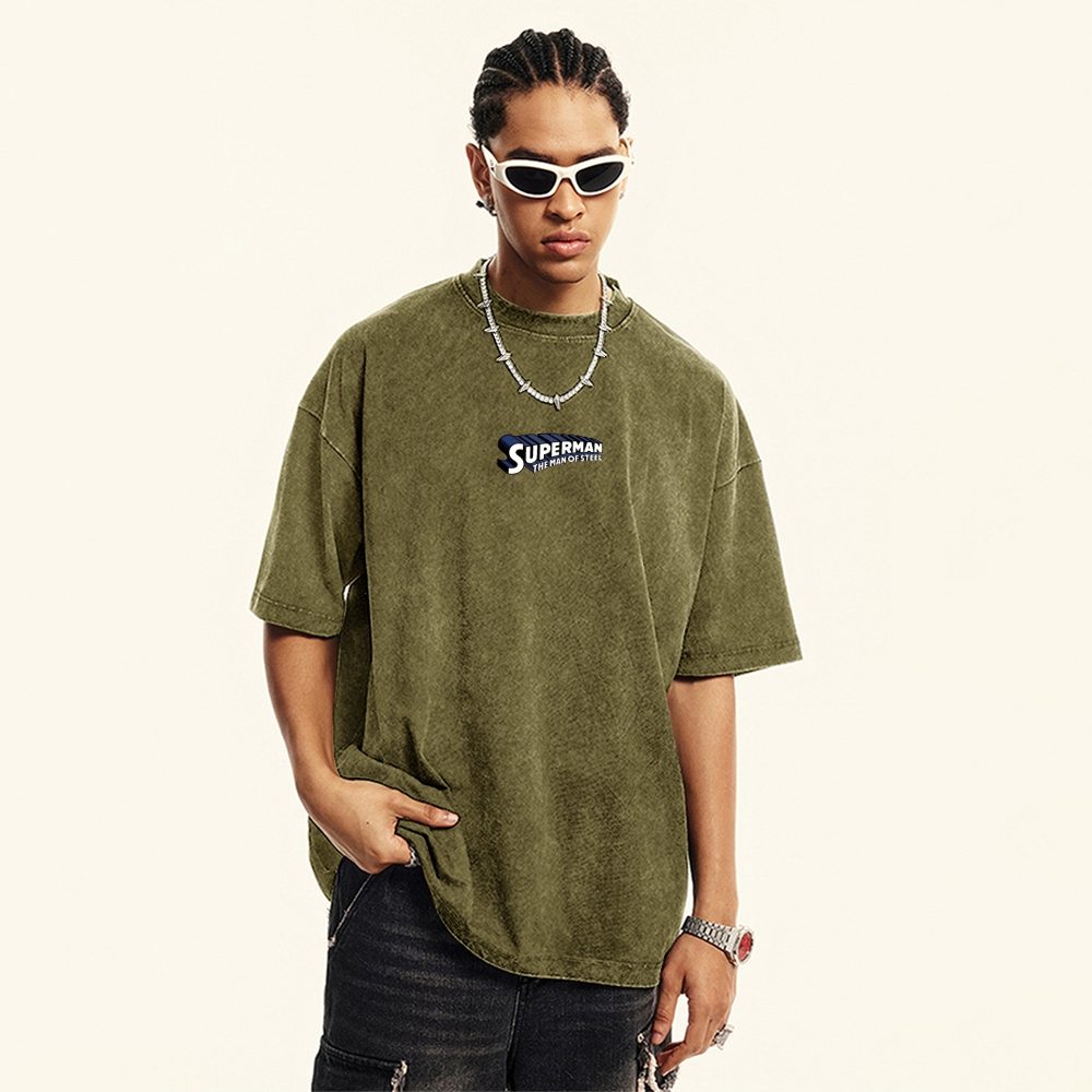 Premium Heavyweight Superman Movie IP Pattern Men's Casual T-shirt