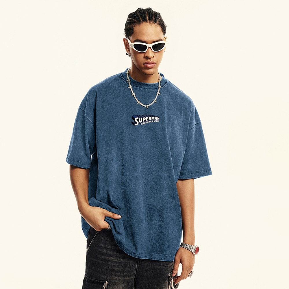 Premium Heavyweight Superman Movie IP Pattern Men's Casual T-shirt