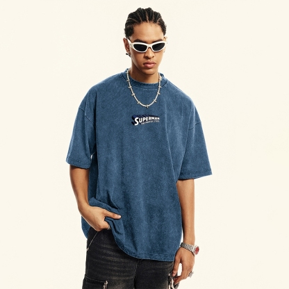 Premium Heavyweight Superman Movie IP Pattern Men's Casual T-shirt