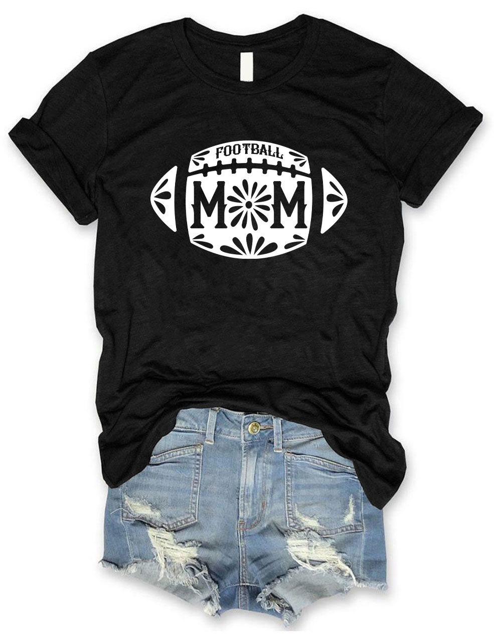 Floral Football Mom T-shirt