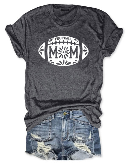 Floral Football Mom T-shirt