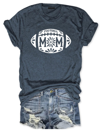 Floral Football Mom T-shirt