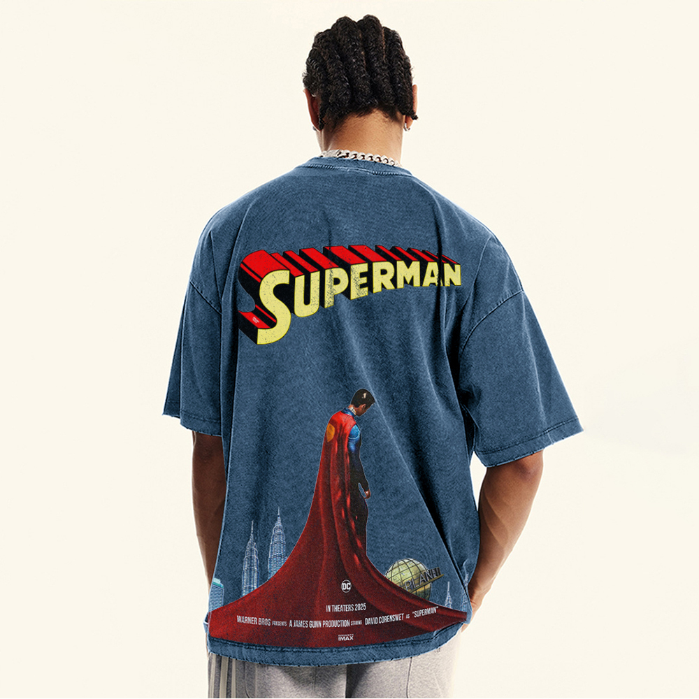 Premium Heavyweight Superman Movie IP Pattern Men's Casual T-shirt