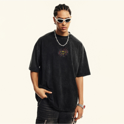 Premium Heavyweight Superman Movie IP Pattern Men's Casual T-shirt