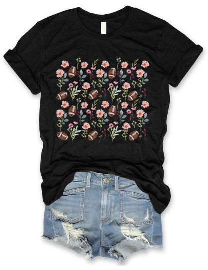 Floral Football Mom T-shirt