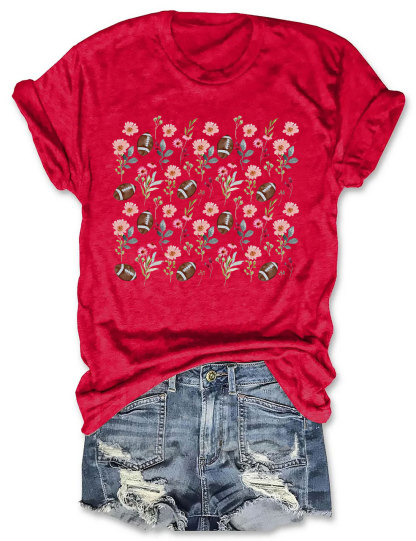 Floral Football Mom T-shirt