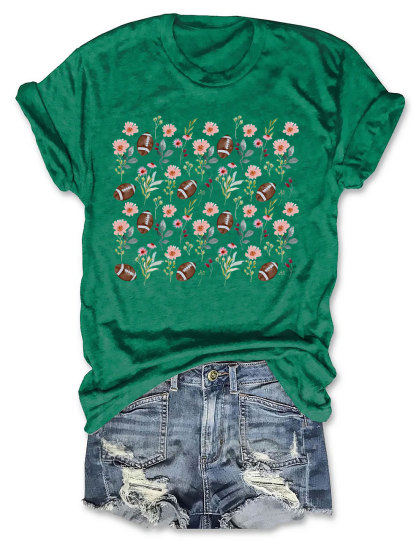 Floral Football Mom T-shirt