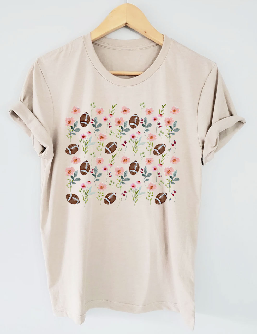 Floral Football Mom T-shirt