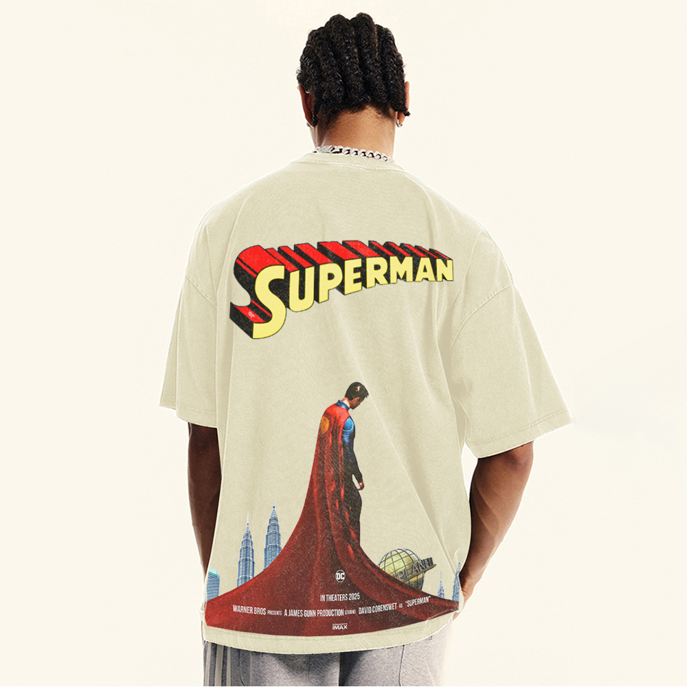 Premium Heavyweight Superman Movie IP Pattern Men's Casual T-shirt