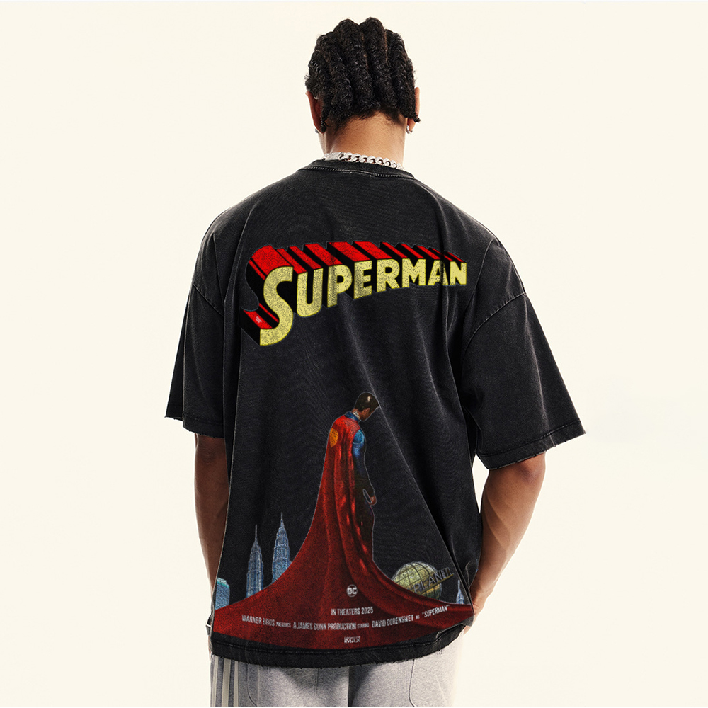 Premium Heavyweight Superman Movie IP Pattern Men's Casual T-shirt