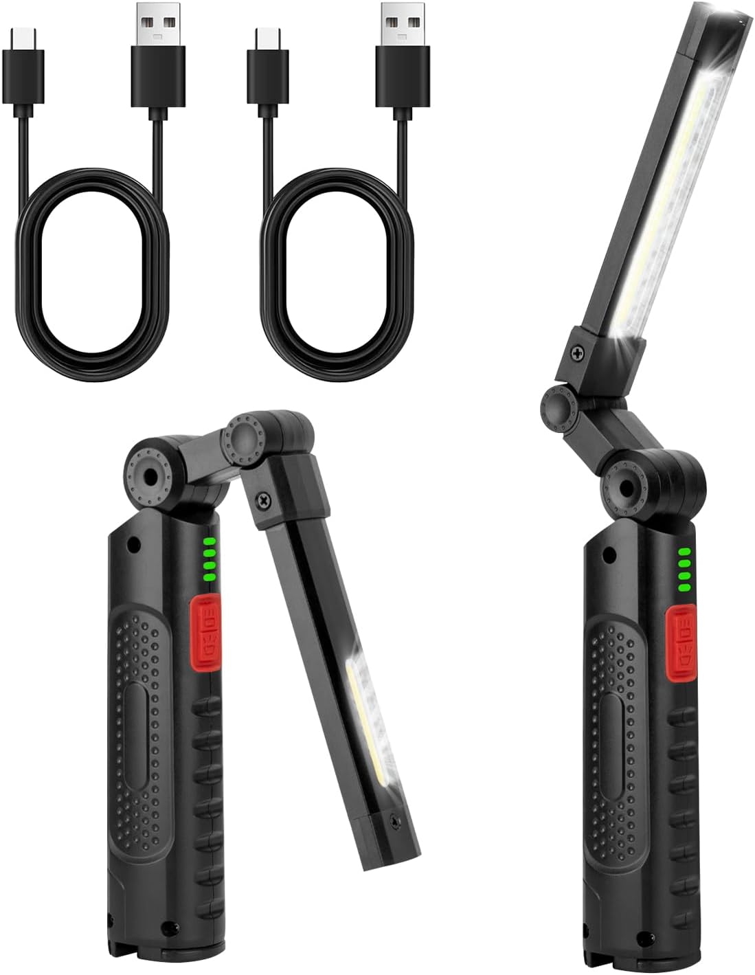 NEXAMARKET LED Werkstattlampe Arbeitsleuchte, Arbeitslampe LED Werkstatt 3 Seitenlichter 7 Lichtmodi, Akku Arbeitsleuchte mit Magnet und Haken 360° Drehbar, für Auto Reparatur, Camping, Notfall (2 Stück) [Energieklasse F]