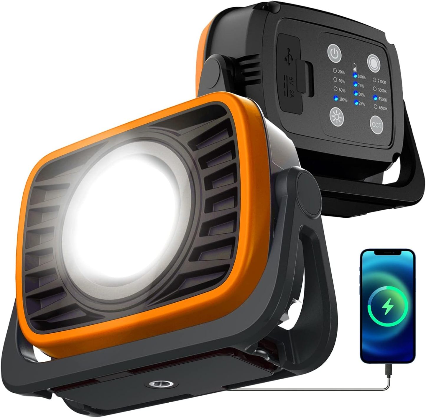 NEXAMARKET COB LED Akku Werkstatt Strahler Arbeitsleuchte Tragbar mit Magnet, 2200Lm Hohe Helligkeit Dimmbar, 8000mAh mit Powerbank Funktion, Lampe für Camping Baustelle Autowerkstätten