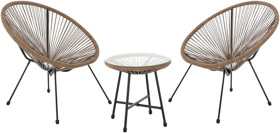 NEXAMARKET Bali Balkon-Möbel 3-TLG. Polyrattan Lounge-Set Balkon-Set Braun