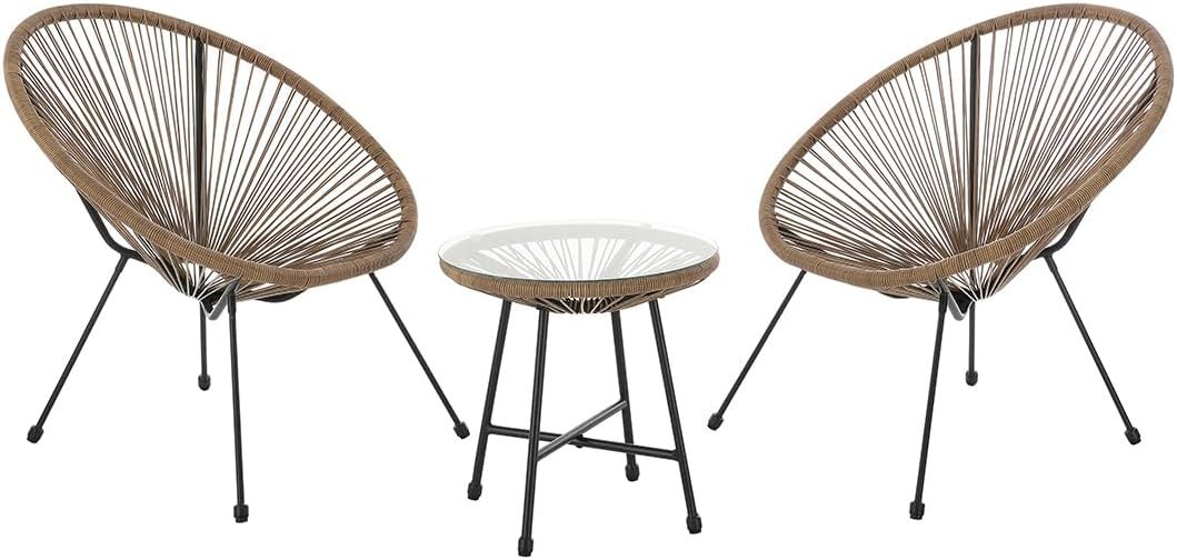 NEXAMARKET Bali Balkon-Möbel 3-TLG. Polyrattan Lounge-Set Balkon-Set Braun