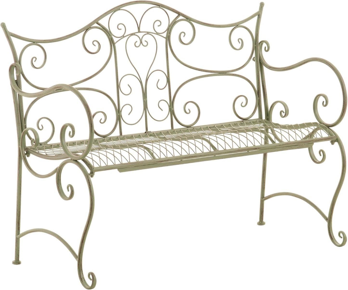 NEXAMARKET Gartenbank Tara aus lackiertem Eisen I Sitzbank im Jugendstil I Eisenbank mit 2-3 Sitzplätzen I erhältlich, Farbe:antik-grün