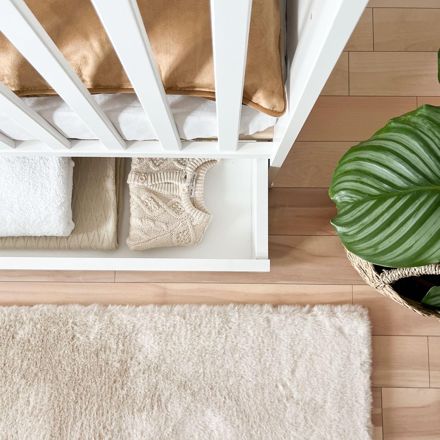 NEXAMARKET Weiss Babybett mit Schubladen 60x120 - Baby Bett - Kinderbett 60x120 ab 3 Jahr - Beistellbett Baby - Kinder Bett - Maserholz Kinderbetten