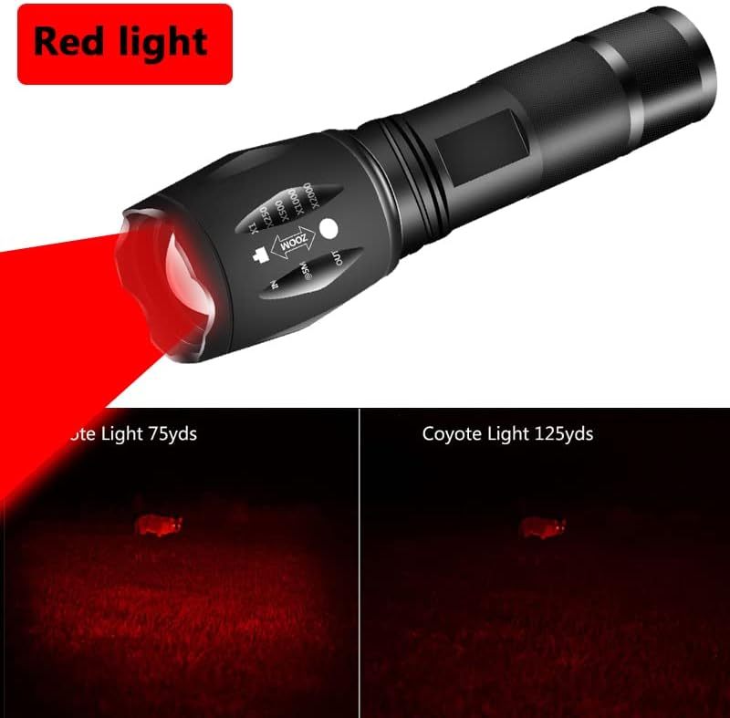NEXAMARKET Rotlicht LED Taschenlampe, rote taktische Taschenlampe Signallampen Zoomable einstellbarer Fokus 1-Modus für Nachtsicht Astronomie Angeln