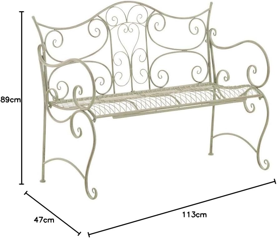 NEXAMARKET Gartenbank Tara aus lackiertem Eisen I Sitzbank im Jugendstil I Eisenbank mit 2-3 Sitzplätzen I erhältlich, Farbe:antik-grün