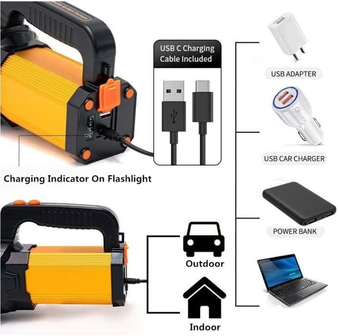 NEXAMARKET Extrem hell LED Taschenlampe Hochleistungs usb Aufladbar Handscheinwerfer 4 Akku Batteriebetrieben Wiederaufladbar Suchscheinwerfer Strahler Gross Tragbarer Flashlight Torch 1 Jahr Garantie