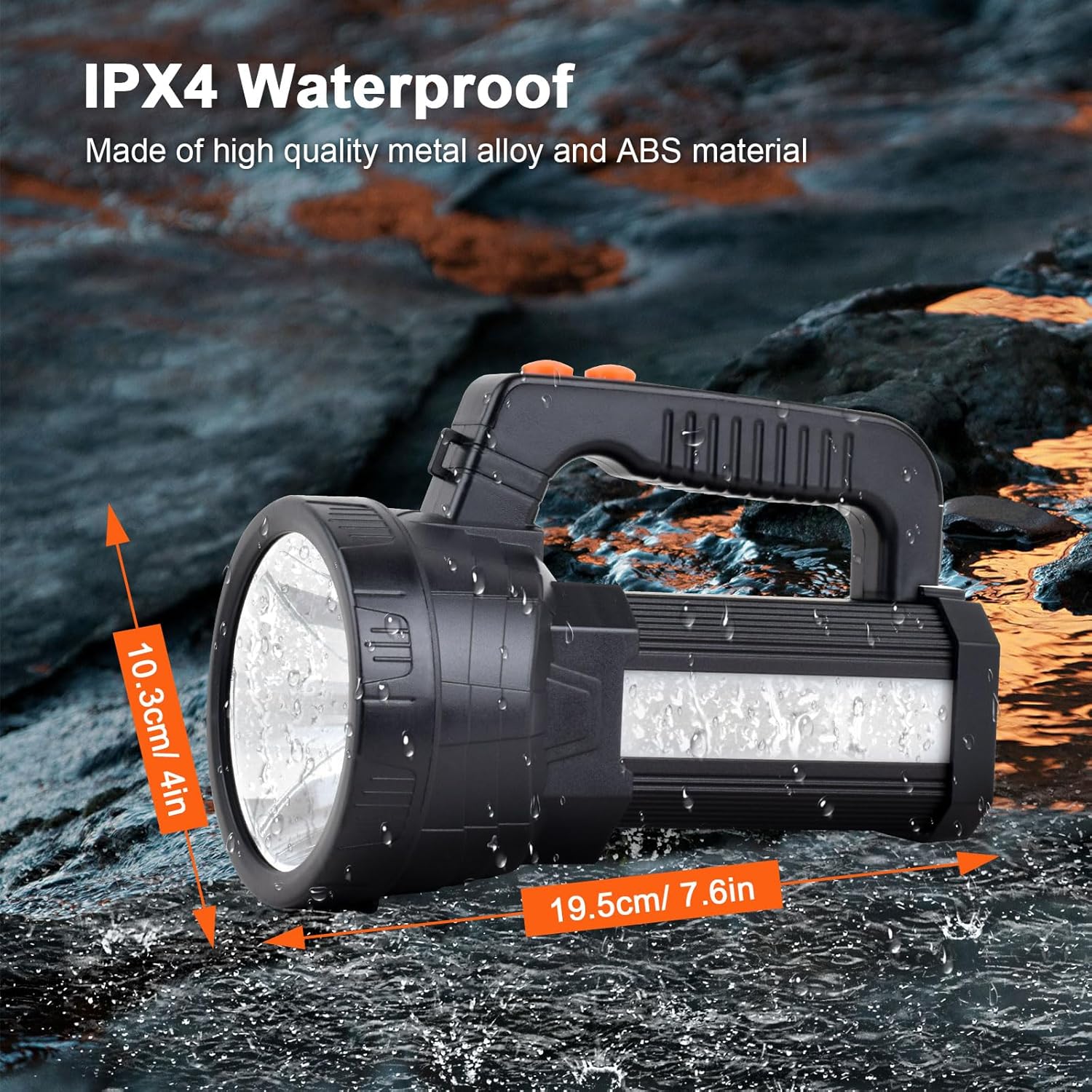 NEXAMARKET LED Taschenlampe 11000 lm, Handscheinwerfer LED Akku Wiederaufladbar 9600mAh Power Bank, IPX4 Wasserdicht, 6 Modi Suchscheinwerfer LED Handscheinwerfer Aufladbar Notfallleuchte für Camping