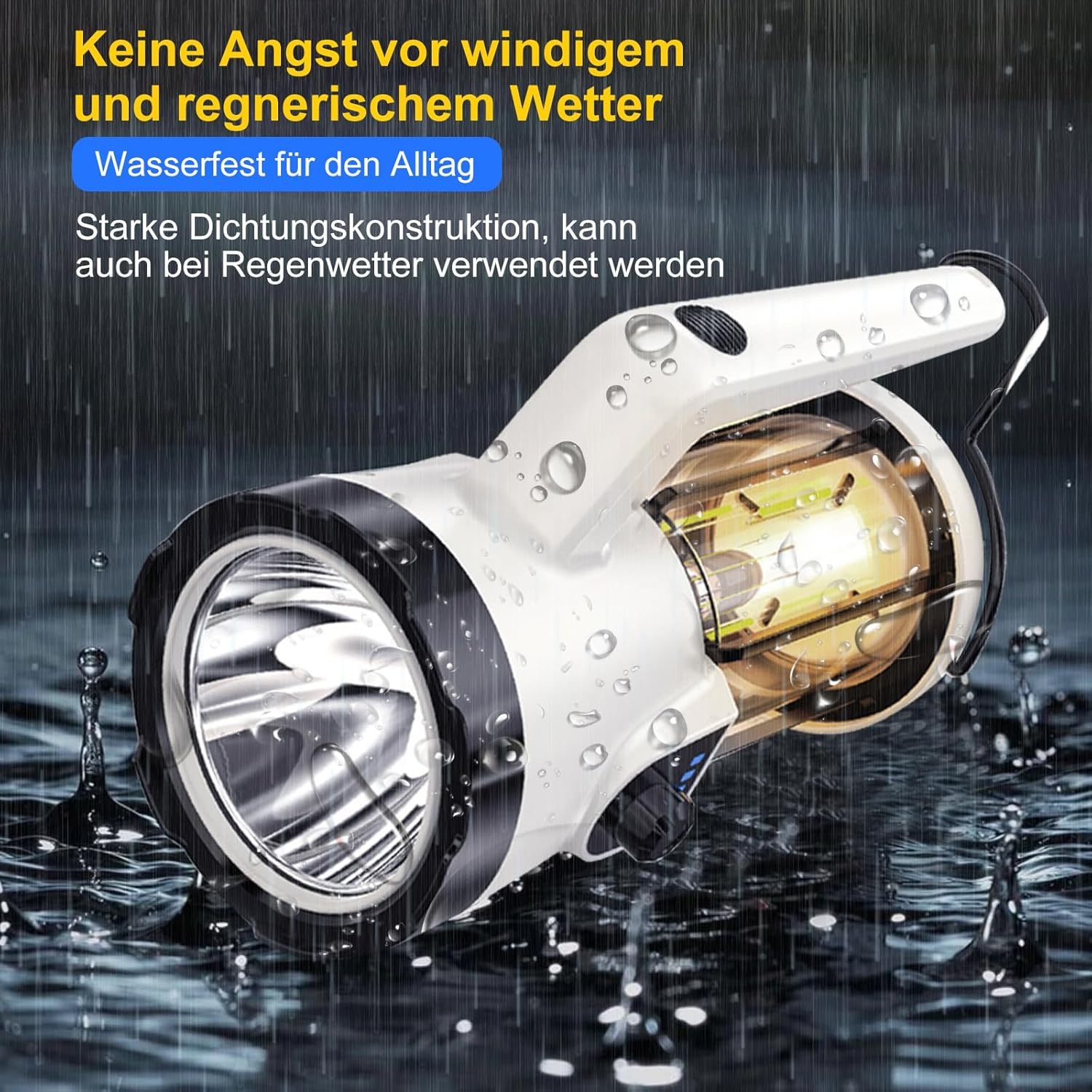NEXAMARKET LED Campinglampe,IP64 Wasserdicht Aufladbar Camping Laterne, Eingebaute 3600mAh Akku, 3 Lichtmodi Taschenlampe für Abenteuer, Wandern, Angeln, SOS,