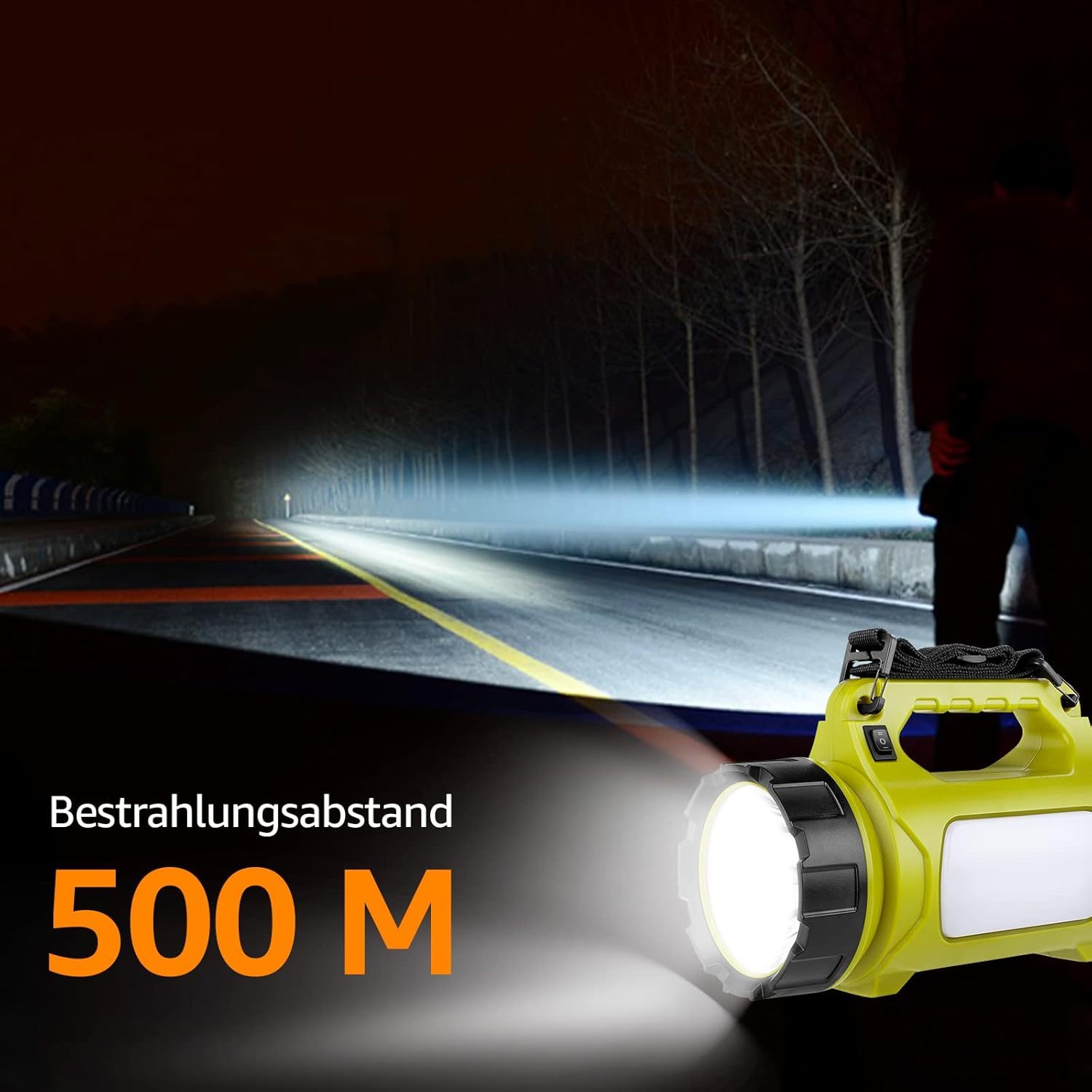 NEXAMARKET LE LED Handscheinwerfer, Taschenlampe Aufladbar CREE Akku Handlampe & Handstrahler mit Powerbank, 10W 1000 Lumen Campinglampe inkl. 3 Lichtmodi 2 Helligkeitsstufen, USB-Kabel für Notfall Camping usw.