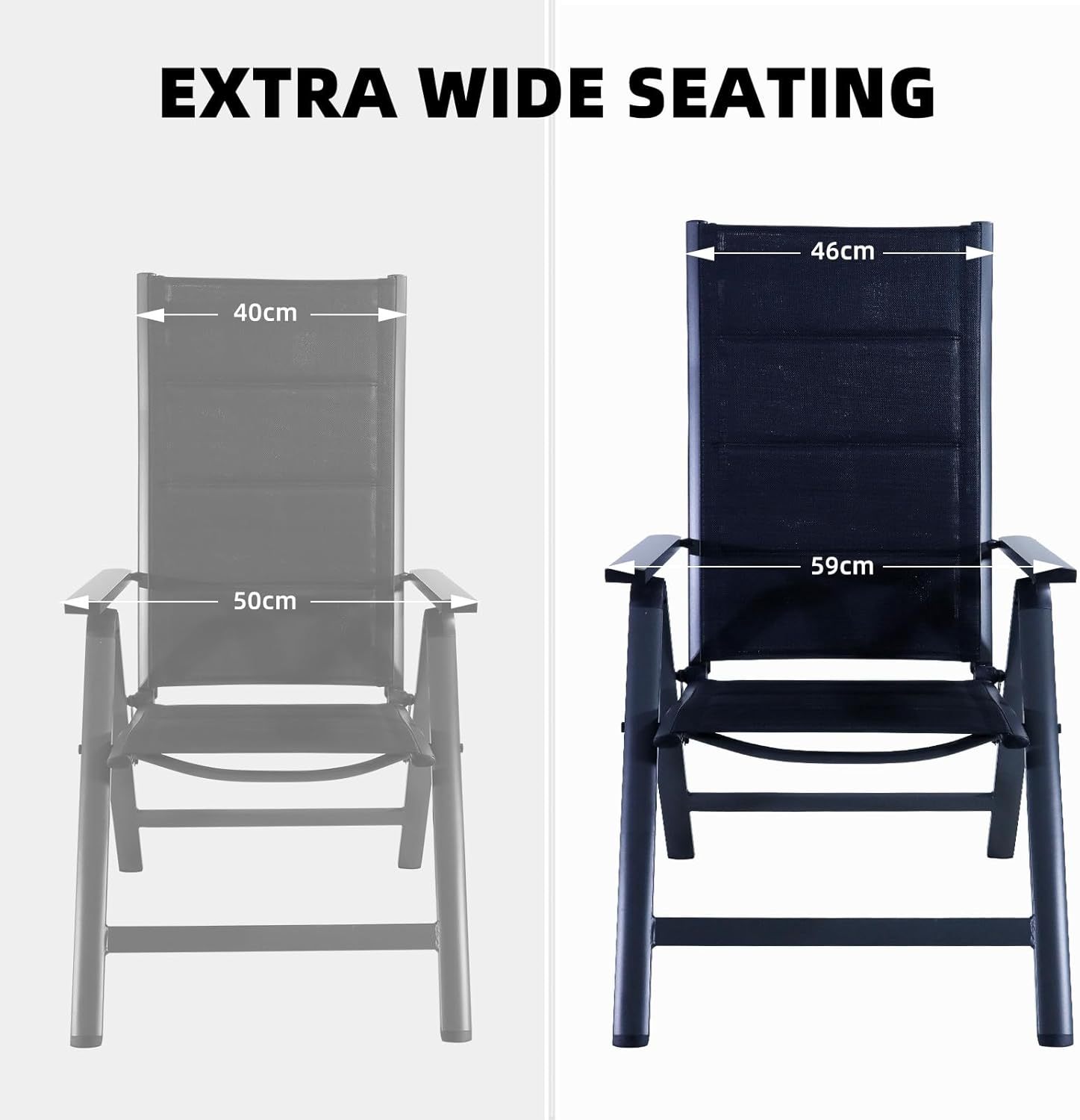 NEXAMARKET Gartenstühle Alu 2er Set,Gartenstuhl Hochlehner Klappbar, Balkonstühle 7-Fach Verstellbar bis 150kg Dunkelgaru,Modell:Luxcomfort,CushHom