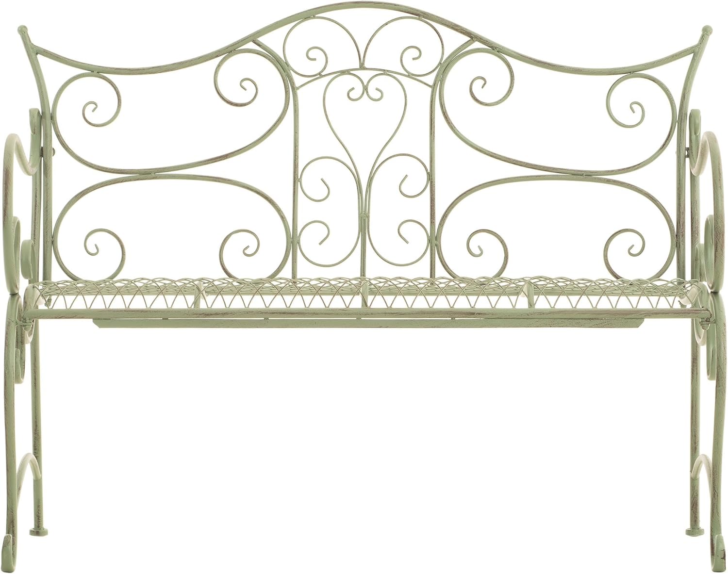 NEXAMARKET Gartenbank Tara aus lackiertem Eisen I Sitzbank im Jugendstil I Eisenbank mit 2-3 Sitzplätzen I erhältlich, Farbe:antik-grün