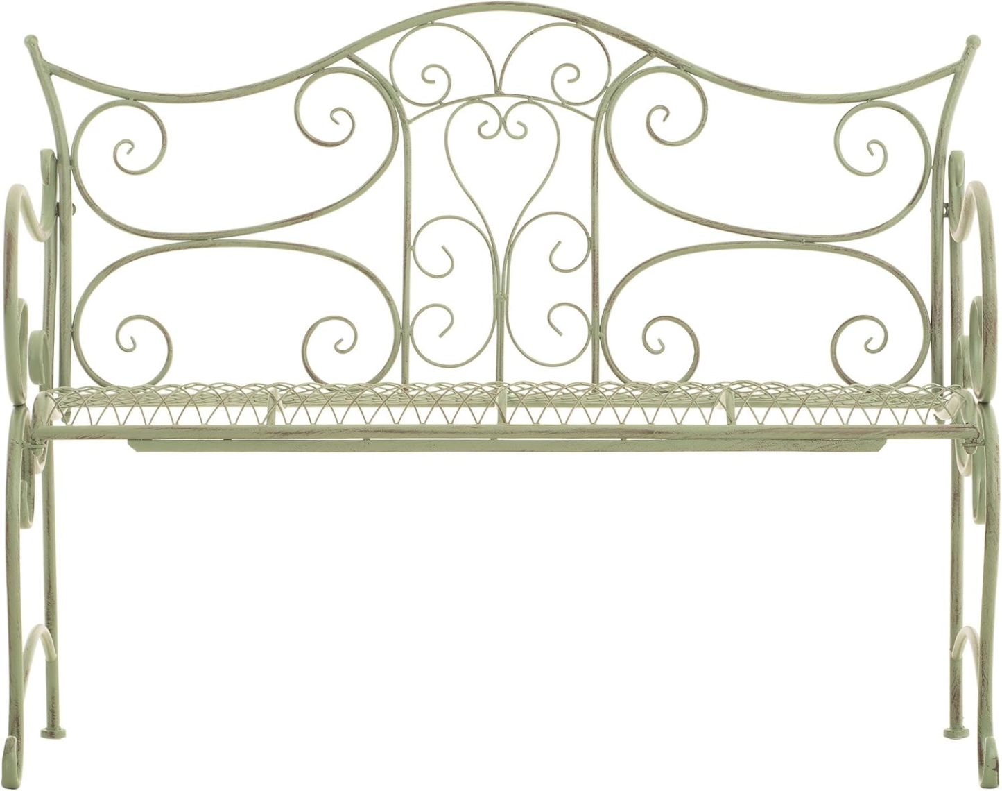 NEXAMARKET Gartenbank Tara aus lackiertem Eisen I Sitzbank im Jugendstil I Eisenbank mit 2-3 Sitzplätzen I erhältlich, Farbe:antik-grün