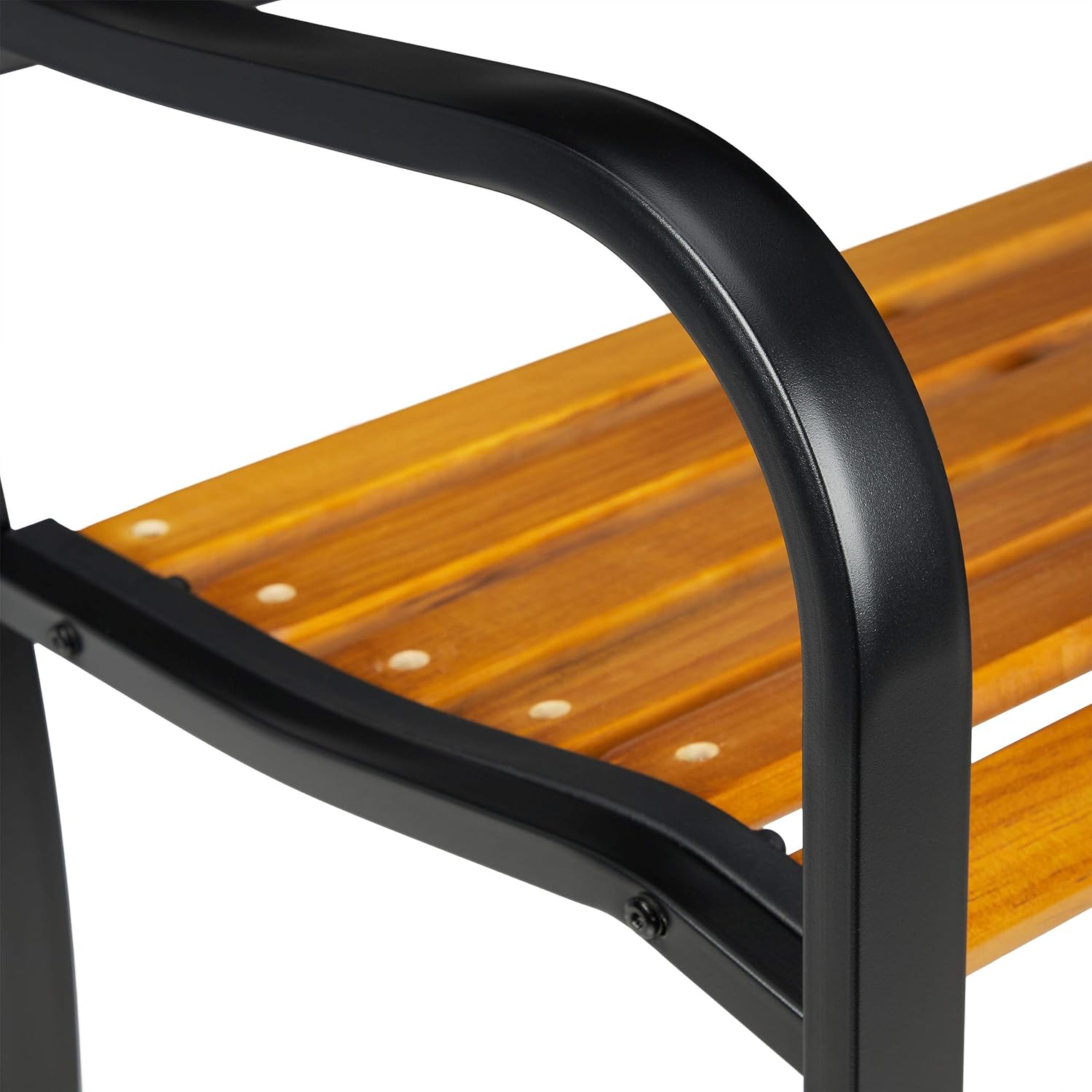 NEXAMARKET Gartenbank, 2-Sitzer, Balkon, Terrasse, Holz, Metall, rustikale Parkbank, HxBxT: 86,5x127x59 cm, braun/schwarz