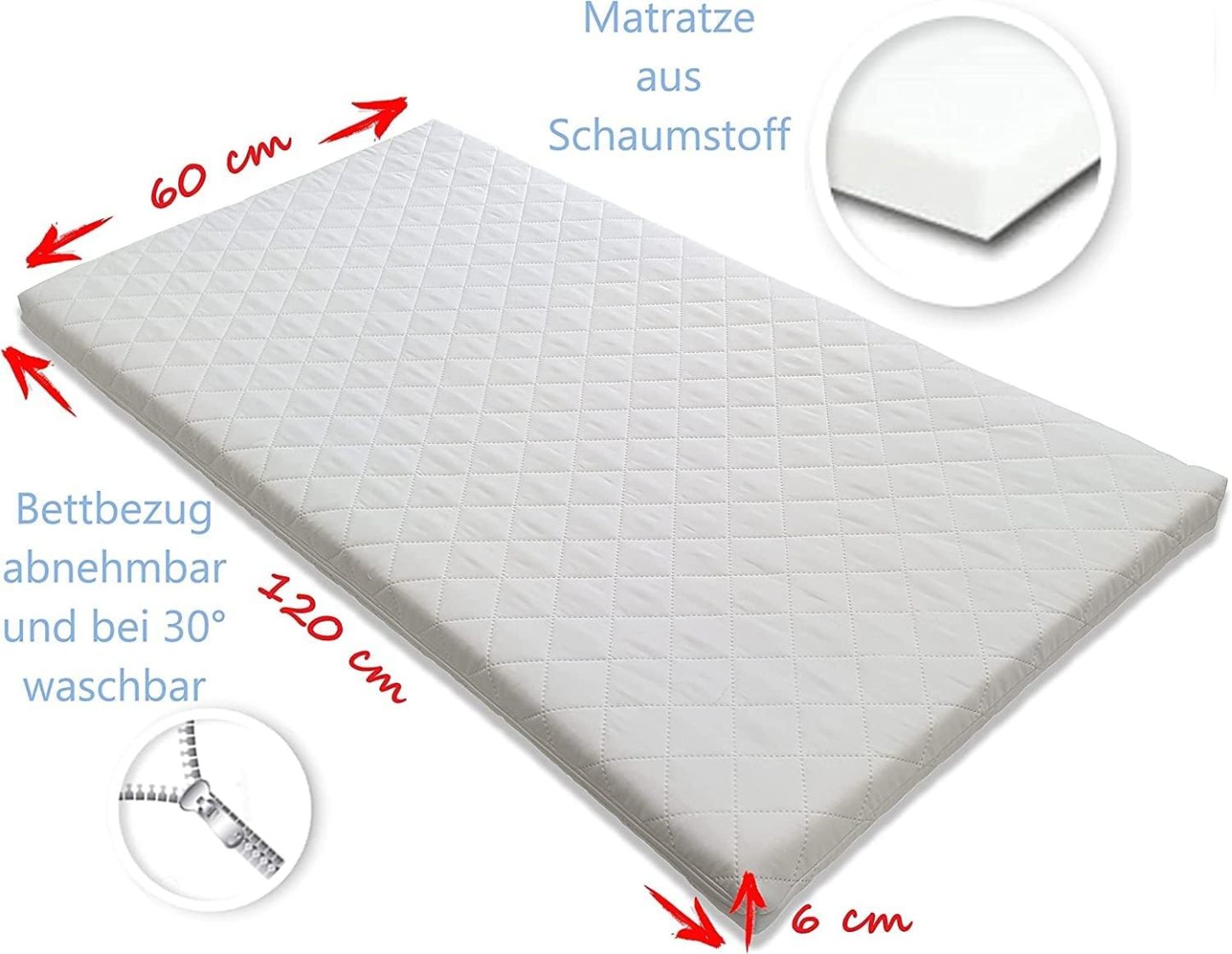 NEXAMARKET 16 Teiliges Babybett Kinderbett und Bettwäsche komplett Set Timmi inkl. Matratze höhenverstellbar für Neugeborene Babys und Kleinkinder aus Massivholz (Grau - Teddybär Mond)