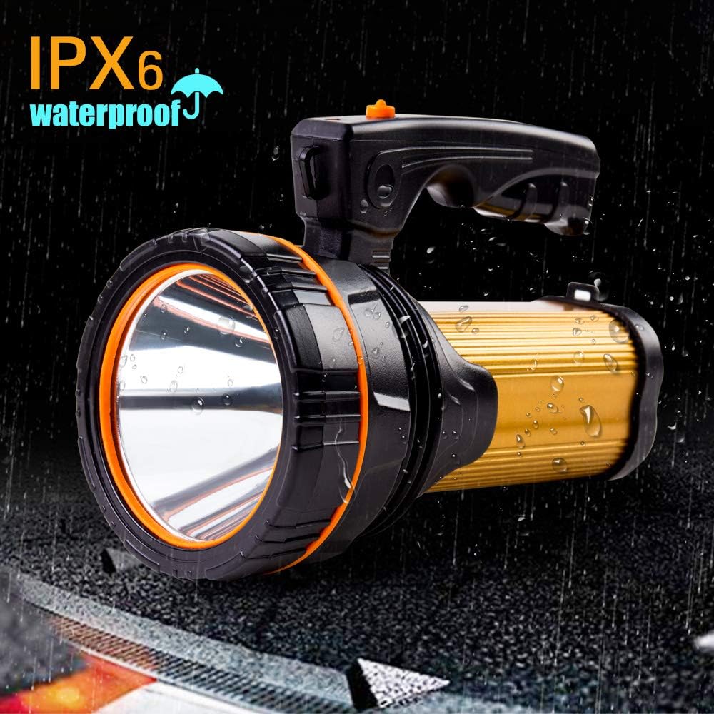 NEXAMARKET Extrem hell LED Taschenlampe Hochleistungs usb Aufladbar Handscheinwerfer 4 Akku Batteriebetrieben Wiederaufladbar Suchscheinwerfer Strahler Gross Tragbarer Flashlight Torch 1 Jahr Garantie