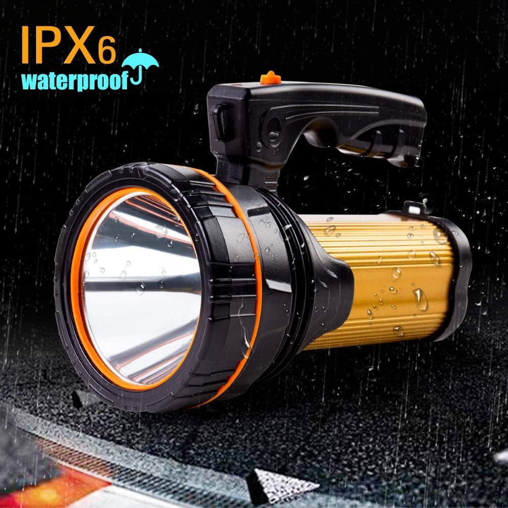 NEXAMARKET Extrem hell LED Taschenlampe Hochleistungs usb Aufladbar Handscheinwerfer 4 Akku Batteriebetrieben Wiederaufladbar Suchscheinwerfer Strahler Gross Tragbarer Flashlight Torch 1 Jahr Garantie