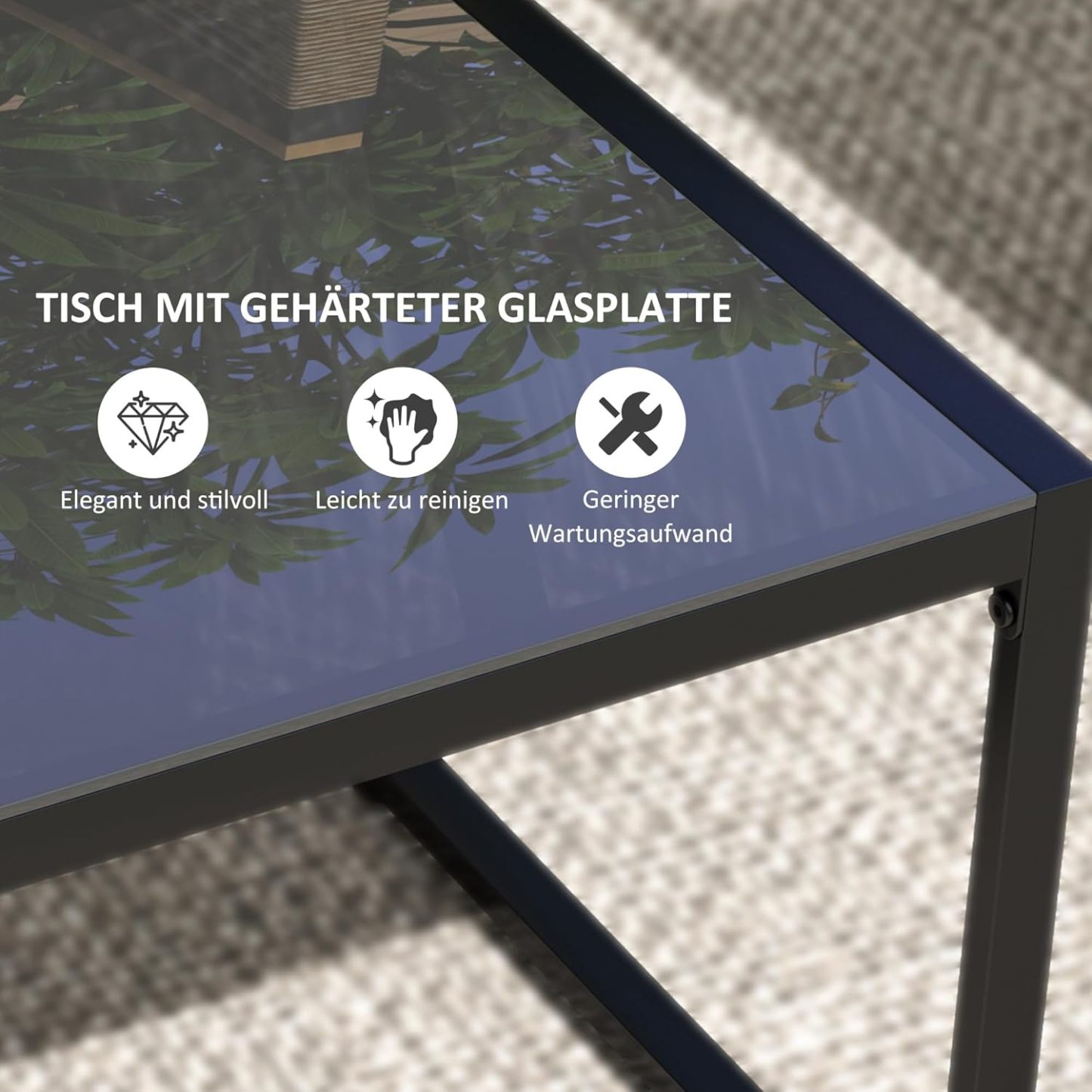 NEXAMARKET Polyrattan Gartenmöbel Set 4 Personen, wetterfest Balkonmöbel-Set mit 2er Sofa, 2 Stühle Glastisch Sitzkissen, Outdoor Sitzgruppe, Terrassenmöbel Gartengarnitur für Garten Balkon, Schwarz